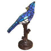 Tischleuchte 5LL-6102BL Vogel, blau Tiffany-Stil