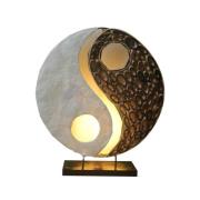 Tischleuchte Ying Yang aus Naturmaterialien, 30 cm