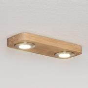 LED-Deckenlampe Sunniva in natürlichem Holz-Design