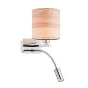 Wandlampe Harry, rund, chrom/Holz hell