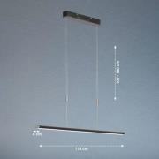 LED-Hängeleuchte Beat, schwarz/nickelfarben, Länge 113 cm