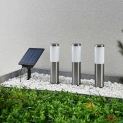Lindby Lexiane LED-Solarlampen, 3er-Set, Edelstahl