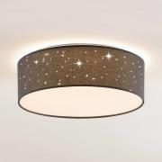Lindby LED-Deckenlampe Ellamina, Ø 40 cm, dunkelgrau, Textil