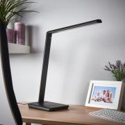 Lindby LED-Schreibtischlampe Kuno, schwarz, USB, Touchdimmer