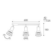 Deckenlampe Azali 1549.E27, 3-flg. messing antik