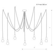 Hängeleuchte Spider in Weiß, siebenflammig