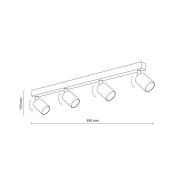 Deckenspot Top, justierbar, braun, vierflammig linear