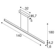 SLV One Linear LED-Hängeleuchte, 140 cm, messing