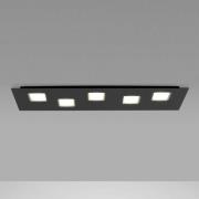 Fabbian Quarter - schwarze LED-Deckenlampe 5flg.