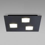 Fabbian Quarter - schwarze LED-Deckenlampe 3flg.