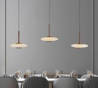 PURE LED-Hängelampe Vitrum, braun/opal Glas/Aluminium 3-flg.