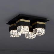 Deckenlampe Barrancas, schwarz/gold, Kristallglas