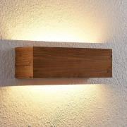 Lindby Benicio Holz-LED-Wandleuchte, eckig, 37 cm