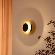 Lindby LED-Wandleuchte Tiama, Metall, schwarz/gold, Ø 20 cm