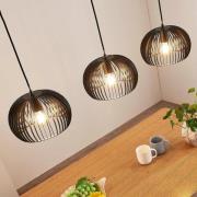 Lindby Pendellampe Jusra, 99cm, 3-flg., schwarz, Metall, E27