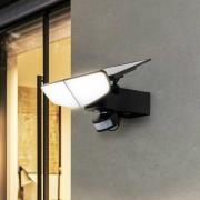 Lindby LED-Solarwandleuchte Naelin, schwarz, Sensor, IP44