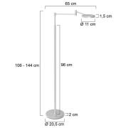 LED-Akku-Stehleuchte Soleil, stahlfarben, Metall, Dimmer