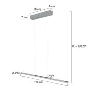 LED-Hängelampe Bande, up/down, stahl, 120 cm, CCT, Dimmer