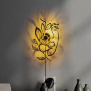 Wandlampe Flower Faced, schwarz, Metall, 54 x 34 cm, Stecker