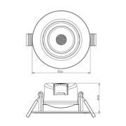 LED-Deckeneinbauleuchte SMD-68-230V, 2.700K, Ø8,5cm, schwarz