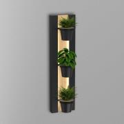 Wandleuchte Shelf, schwarz/holzfarben Stahl Holz, 90cm hoch