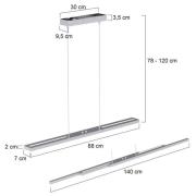 LED-Hängeleuchte Zelena Motion, stahlfarben, CCT, Metall