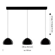 LED-Hängeleuchte Luxxo, schwarz, 3-flammig, Fernbedienung