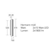 HerzBlut LED-Wandleuchte Hermann midi, eiche natur, dimmbar