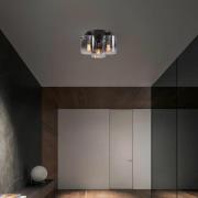 Deckenleuchte Sweden, 3-fl., schwarz/rauchgrau, Stahl, Glas