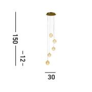 LED-Hängeleuchte Allure, 5-fl., rund, messingfarben, Acryl