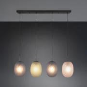Hängeleuchte Facette, multicolor, Länge 117 cm, 4-flg., Glas