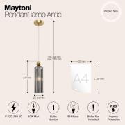 Maytoni Antic Hängeleuchte, Glasschirm in Grau