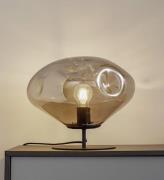 Lindby Tischleuchte Lelia, rauchgrau, Glas, Metall, Ø 35 cm