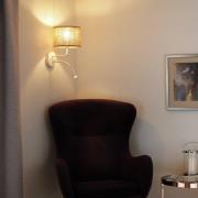 Wandleuchte Jute, braun/weiß, Stoff, Leselicht