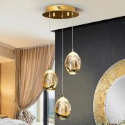 LED-Hängeleuchte Rocio 3-flammig, Metall, Glas, gold