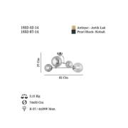 Deckenlampe Portemo, rauchgrau/nickel, 83x74 cm, 4-flg. Glas