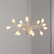 Pendelleuchte Gloriosa, Glas, creme, 15-flammig