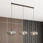 Esszimmerlampe Coco, Länge 115 cm, schwarz/rauchgrau, 3-flg.