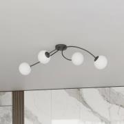 Deckenlampe Vibra, opal/schwarz, Länge 110 cm, Glas, 4-flg.