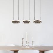 LED-Hängelampe Della, Länge 82 cm, dunkelgrau, Metall, 3-flg