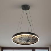 LED-Hängeleuchte Stone, Ø 60 cm, CCT, schwarz, Metall, Acryl