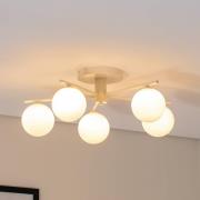 Deckenleuchte Prato, creme, Glas, 5-flammig