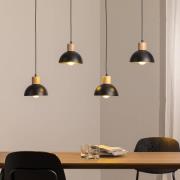 Pendellampe Seco, Länge 90 cm, schwarz, Metall/Holz, 4-flg.