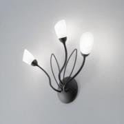 Wandleuchte Gloriosa, schwarz, Glas, 3-flammig