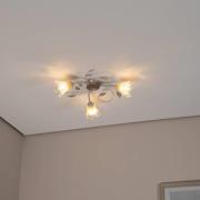 Deckenlampe Lancia, elfenbeinfarben, 3-flammig, Eisen, Glas