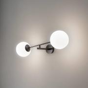Wandlampe Linear, schwarz/opal, zweiflammig