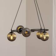 Wohnzimmerlampe Libra, rauchgrau/schwarz, Ø 70 cm, 5-flg.