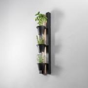 Wandleuchte Shelf, schwarz/holzfarben Stahl Holz, 90cm hoch