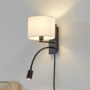 Lindby Wandleuchte Florens, schwarz, LED-Leselampe, 23,5 cm