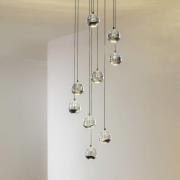 Lucande LED-Hängelampe Hayley, schwarz, 9-flg., Glas